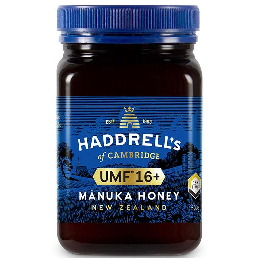 HADDRELLS Manuka Honey UMF 16+, MGO 672 mg/kg, 500g - Manuka Canada, Honey World Store